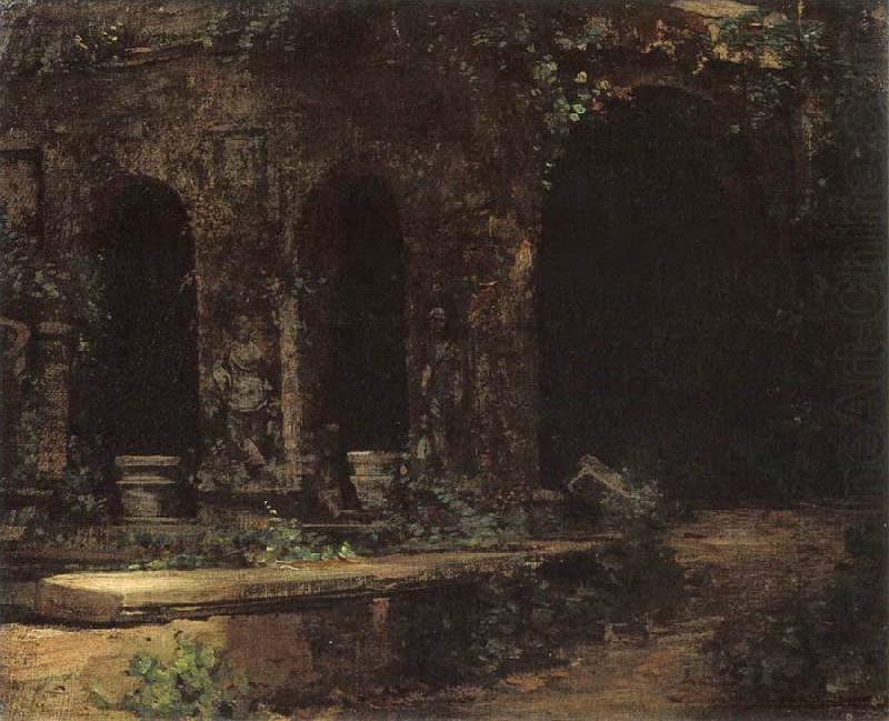 Grotto in the Park at the Villa d-Este in Rome, Carl Blechen